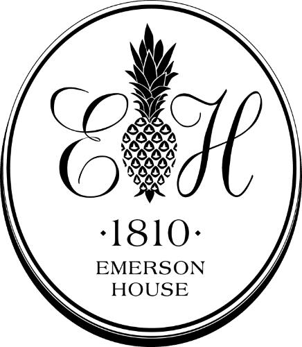 Logo featuring the letters "E" and "H" with a pineapple icon, and the text "Emerson House 1810."